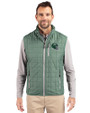 New York Jets NFL Helmet Cutter & Buck Rainier PrimaLoft® Mens Eco Insulated Full Zip Puffer Vest Hunter Melange Front