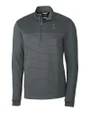 South Florida Bulls Swinging Rocky Cutter & Buck Traverse Stretch Eco Stripe Quarter Zip Mens Pullover Elemental Grey Mannequin