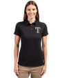 Texas Rangers Mono Cutter & Buck Advantage Eco Tri-Blend Pique Womens Polo Black Front