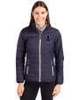 Los Angeles Angels Mono Cutter & Buck Rainier PrimaLoft®  Womens Eco Insulated Full Zip Puffer Jacket Dark Navy/Silver Front