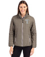 Texas Rangers Mono Cutter & Buck Rainier PrimaLoft®  Womens Eco Insulated Full Zip Puffer Jacket Poplar Melange Front