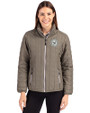 Washington Nationals Monochromatic Cutter & Buck Rainier Recycled Insulated Puffer Womens Full Zip Jacket Poplar Melange Front