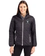 Houston Astro Mono Cutter & Buck Rainier PrimaLoft®  Womens Eco Insulated Full Zip Puffer Jacket Black Front