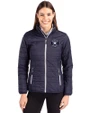 Houston Astro Mono Cutter & Buck Rainier PrimaLoft®  Womens Eco Insulated Full Zip Puffer Jacket Dark Navy/Silver Front
