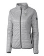 South Florida Bulls Swinging Rocky Cutter & Buck Rainier PrimaLoft®  Womens Eco Insulated Full Zip Puffer Jacket Polished Medium Gray Mannequin