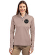 New York Mets Mono Cutter & Buck Traverse Stretch Eco Quarter Zip Womens Pullover Mushroom Front