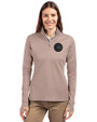 Chicago Cubs Mono Cutter & Buck Traverse Stretch Eco Quarter Zip Womens Pullover Mushroom Front
