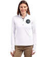 Chicago Cubs Mono Cutter & Buck Traverse Stretch Eco Quarter Zip Womens Pullover White Front