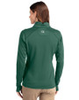 New York Jets NFL Helmet Cutter & Buck Traverse Stretch Eco Quarter Zip Womens Pullover Hunter Green Back