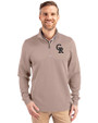 Colorado Rockies Mono Cutter & Buck Traverse Stretch Eco Quarter Zip Mens Pullover Mushroom Front