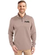 Atlanta Braves Mono Cutter & Buck Traverse Stretch Eco Quarter Zip Mens Pullover Mushroom Front