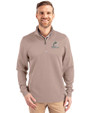 Miami Marlins Mono Cutter & Buck Traverse Stretch Eco Quarter Zip Mens Pullover Mushroom Front