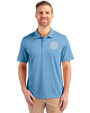 Chicago Cubs Mono Cutter & Buck Prospect Eco Textured Stretch Recycled Mens Big & Tall Polo Atlas Light Blue Front