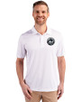 New York Mets Mono Cutter & Buck Prospect Eco Textured Stretch Recycled Mens Big & Tall Polo White Front