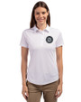 Seattle Mariners Mono Cutter & Buck Prospect Eco Textured Stretch Recycled Womens Short Sleeve Polo White Front