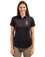 Los Angeles Angels Mono Cutter & Buck Prospect Eco Textured Stretch Recycled Womens Short Sleeve Polo Black Front