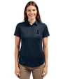 Los Angeles Angels Mono Cutter & Buck Prospect Eco Textured Stretch Recycled Womens Short Sleeve Polo Navy Blue Front