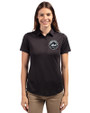 New York Mets Mono Cutter & Buck Prospect Eco Textured Stretch Recycled Womens Short Sleeve Polo Black Front