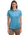 Texas Rangers Mono Cutter & Buck Prospect Eco Textured Stretch Recycled Womens Short Sleeve Polo Atlas Light Blue Front