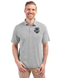 Minnesota Twins Mono Cutter & Buck Virtue Eco Pique Botanical Print Recycled Mens Polo Black Front