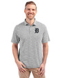 Detroit Tigers Mono Cutter & Buck Virtue Eco Pique Botanical Print Recycled Mens Polo Black Front