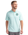New York Yankees Mono Cutter & Buck Virtue Eco Pique Botanical Print Recycled Mens Polo Fresh Mint Front