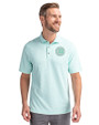 Chicago Cubs Mono Cutter & Buck Virtue Eco Pique Botanical Print Recycled Mens Polo Fresh Mint Front