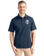 Minnesota Twins Mono Cutter & Buck Virtue Eco Pique Recycled Mens Big and Tall Polo Navy Blue Front
