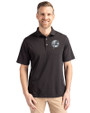 New York Yankees Mono Cutter & Buck Virtue Eco Pique Recycled Mens Big and Tall Polo Black Front