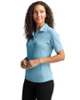 Detroit Tigers Mono Cutter & Buck Virtue Eco Pique Recycled Womens Polo Atlas Light Blue Side