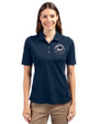 New York Mets Mono Cutter & Buck Virtue Eco Pique Recycled Womens Polo Navy Blue Front