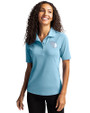 Cleveland Guardians Mono Cutter & Buck Virtue Eco Pique Recycled Womens Polo Atlas Light Blue Front