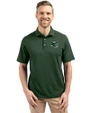 New York Jets NFL Helmet Cutter & Buck Virtue Eco Pique Recycled Mens Polo Hunter Green Front