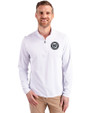 Washington Nationals Mono Cutter & Buck Virtue Eco Pique Recycled Quarter Zip Mens Pullover White Front