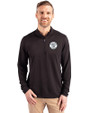 Milwaukee Brewers Mono Cutter & Buck Virtue Eco Pique Recycled Quarter Zip Mens Pullover Black Front