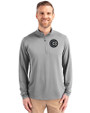 Chicago Cubs Mono Cutter & Buck Virtue Eco Pique Recycled Quarter Zip Mens Pullover Polished Medium Gray Front