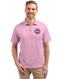New York Mets Mono Cutter & Buck Virtue Eco Pique Stripe Recycled Mens Polo Gelato Fuchsia Front