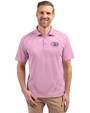 Cincinnati Reds Mono Cutter & Buck Virtue Eco Pique Stripe Recycled Mens Polo Gelato Fuchsia Front