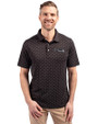 Atlanta Braves Mono Cutter & Buck Virtue Eco Pique Tile Print Recycled Mens Polo Black Front
