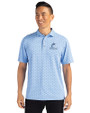 Miami Marlins Mono Cutter & Buck Virtue Eco Pique Tile Print Recycled Mens Polo Atlas Light Blue Front