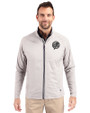 New York Yankees Mono Cutter & Buck Adapt Eco Knit Hybrid Recycled Mens Full Zip Jacket Polished Medium Gray Front