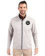 New York Mets Mono Cutter & Buck Adapt Eco Knit Hybrid Recycled Mens Full Zip Jacket Polished Medium Gray Front