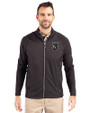 Kansas City Royals Monochromatic Cutter & Buck Adapt Recycled Soft Knit Stretch Mens Hybrid Full Zip Jacket Black Front