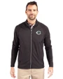 Cincinnati Reds Mono Cutter & Buck Adapt Eco Knit Hybrid Recycled Mens Full Zip Jacket Black Front