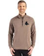 Boston Red Sox Mono Cutter & Buck Adapt Eco Knit Stretch Recycled Mens Quarter Zip Pullover Mushroom Front
