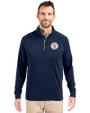 Milwaukee Brewers Mono Cutter & Buck Adapt Eco Knit Stretch Recycled Mens Quarter Zip Pullover Navy Blue Front