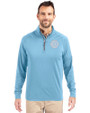 Chicago Cubs Mono Cutter & Buck Adapt Eco Knit Stretch Recycled Mens Quarter Zip Pullover Atlas Light Blue Front