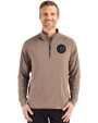 Chicago Cubs Mono Cutter & Buck Adapt Eco Knit Stretch Recycled Mens Quarter Zip Pullover Mushroom Front