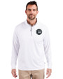 Chicago Cubs Mono Cutter & Buck Adapt Eco Knit Stretch Recycled Mens Quarter Zip Pullover White Front