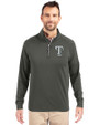 Texas Rangers Mono Cutter & Buck Adapt Eco Knit Stretch Recycled Mens Quarter Zip Pullover Poplar Front
